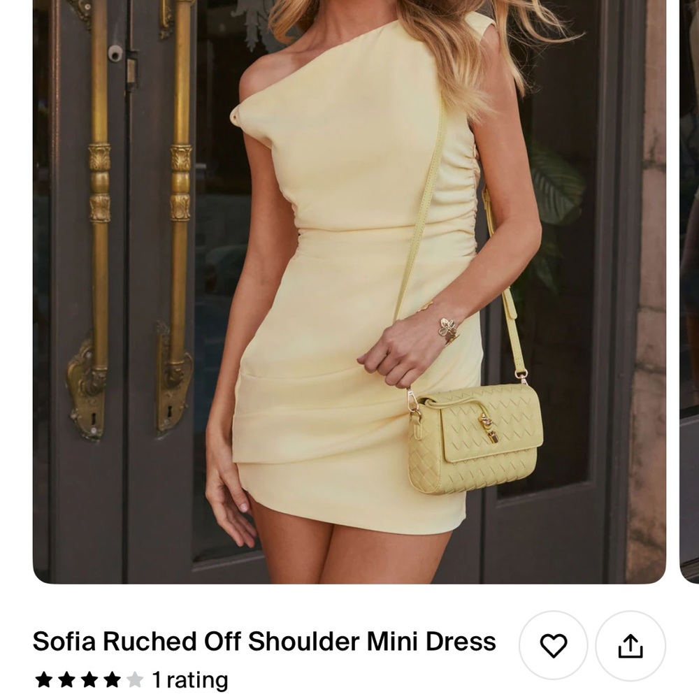 Vici Yellow Asymmetrical Ruched One Shoulder Dress